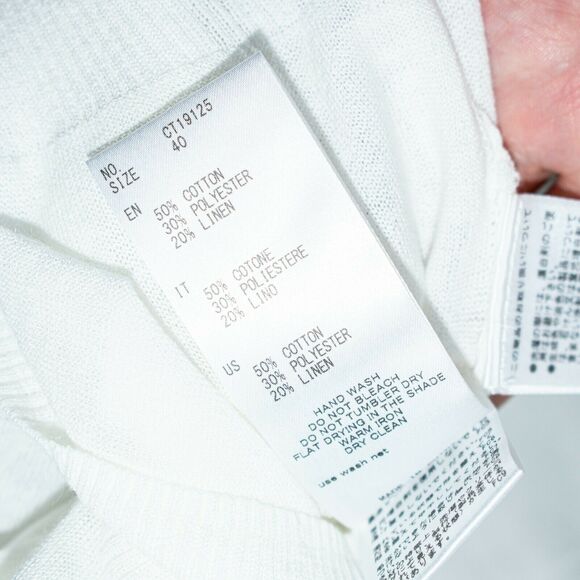 C.T. Plage Women's Vneck Lightweight Pullover Sweater top White sz 40 - Picture 9 of 10